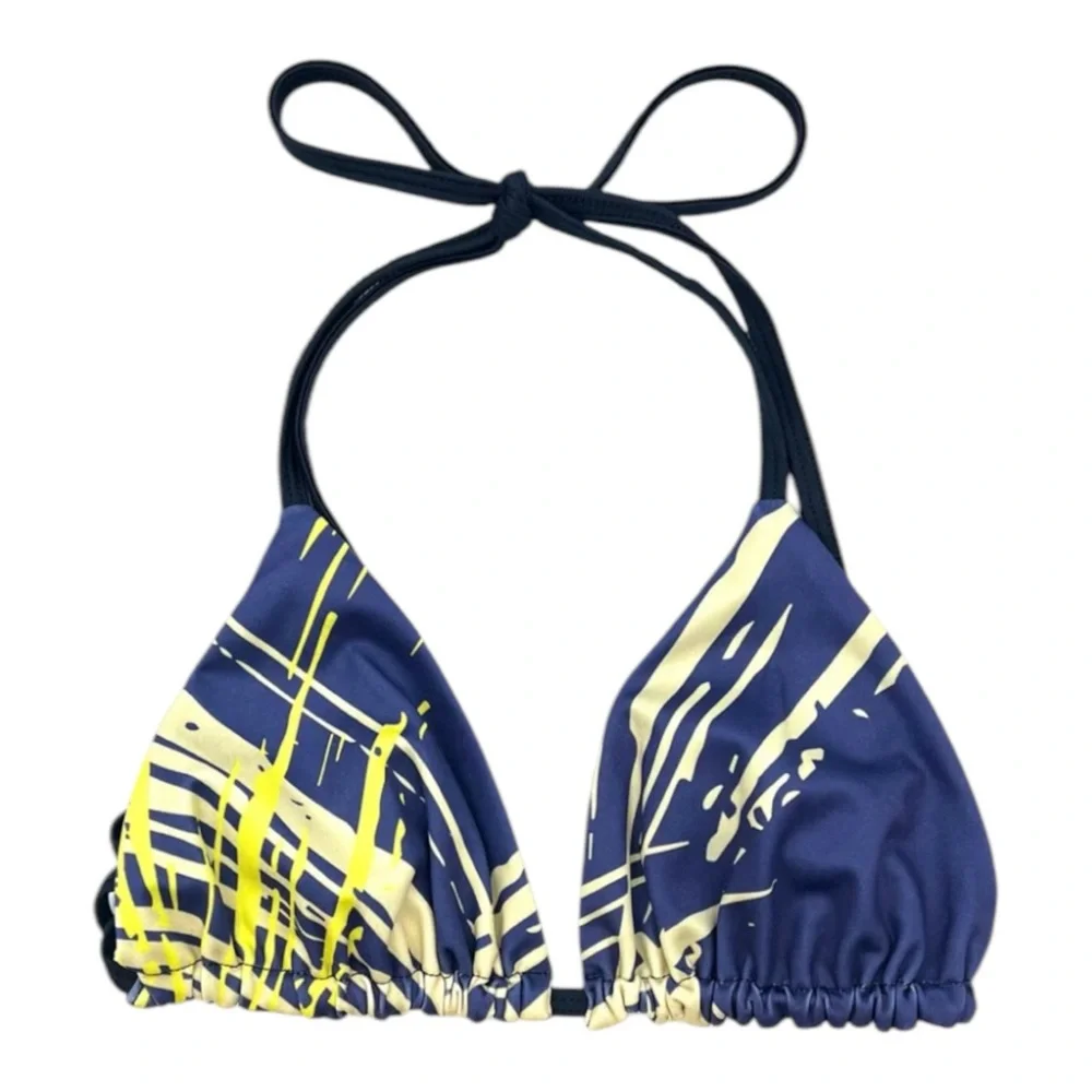 NWOT Tracy Anderson Blue‎ & Yellow Ultra Cheeky String Bikini Set, Size Medium 6